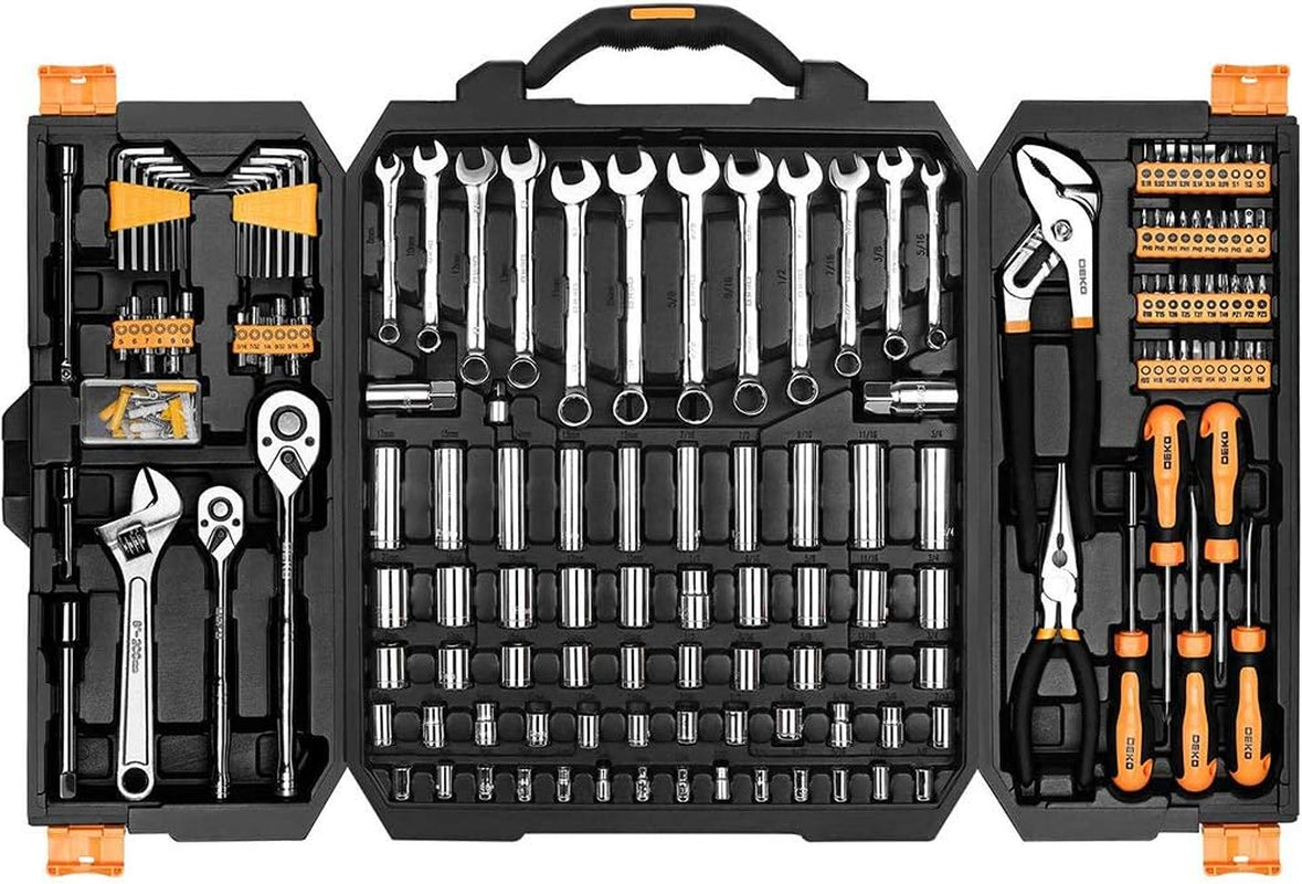 192 Piece Mechanics Tool Set Socket Wrench Set, Plastic Storage Case with Auto Repair Hand Tool Kit Wrench Tool Box Set