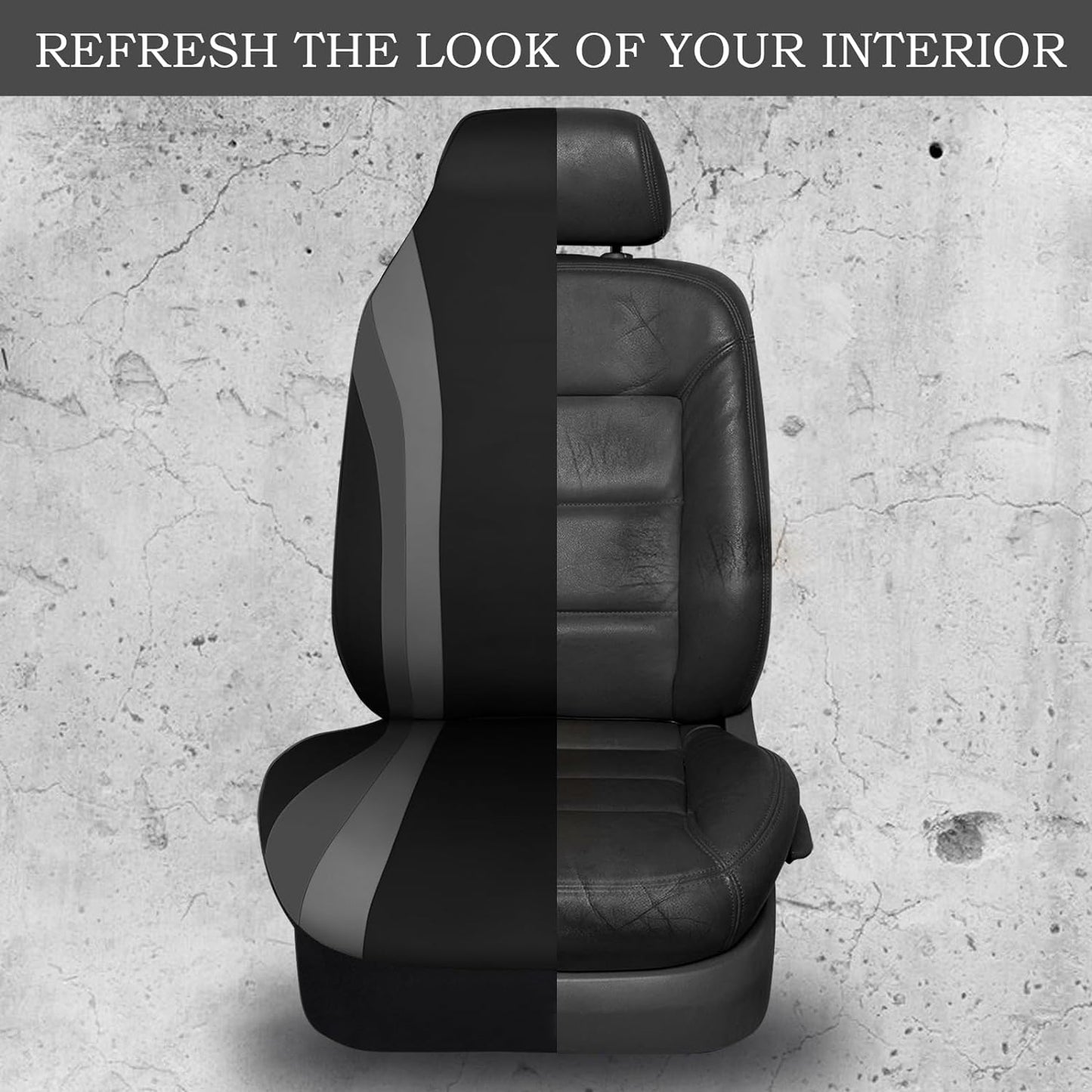 ® Aquashield Neoprene Waterproof Car Seat Covers for Front Seats Only, High Back Bucket Seat Cover,Airbag Compatible, Line Rider Seat Covers Universal Fit for Auto Truck Van SUV (Black Gray)