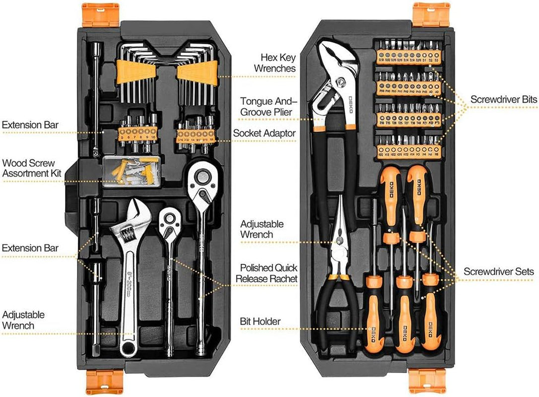 192 Piece Mechanics Tool Set Socket Wrench Set, Plastic Storage Case with Auto Repair Hand Tool Kit Wrench Tool Box Set