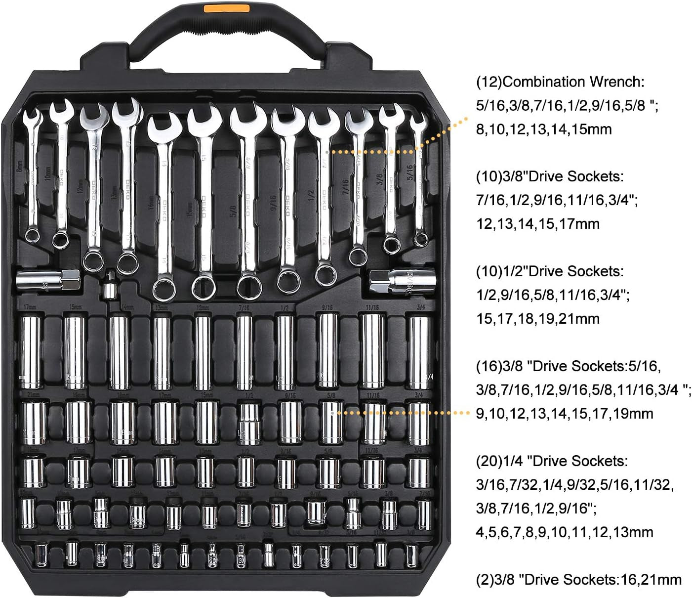 192 Piece Mechanics Tool Set Socket Wrench Set, Plastic Storage Case with Auto Repair Hand Tool Kit Wrench Tool Box Set